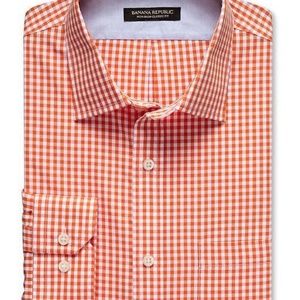 Banana Republic Classic-Fit Orange Gingham Shirt